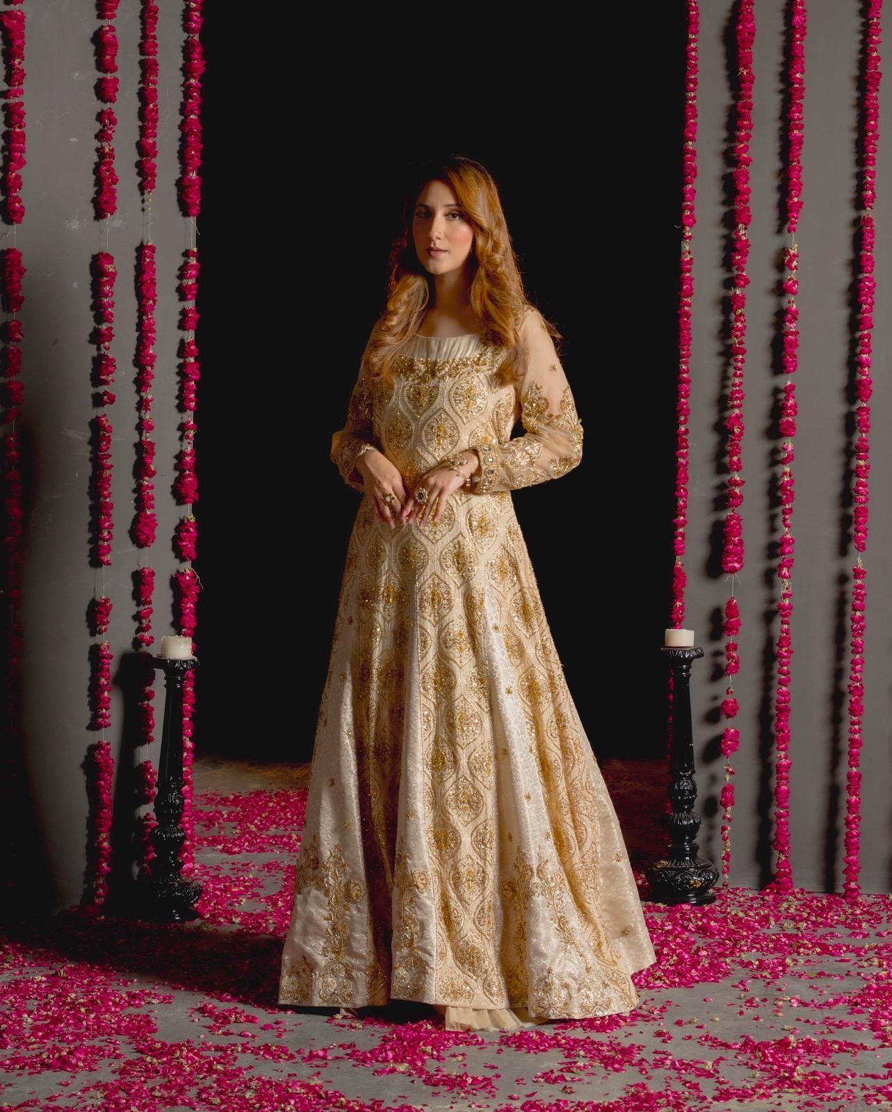 Breathtaking Gold Embroidered Raw Silk Gown