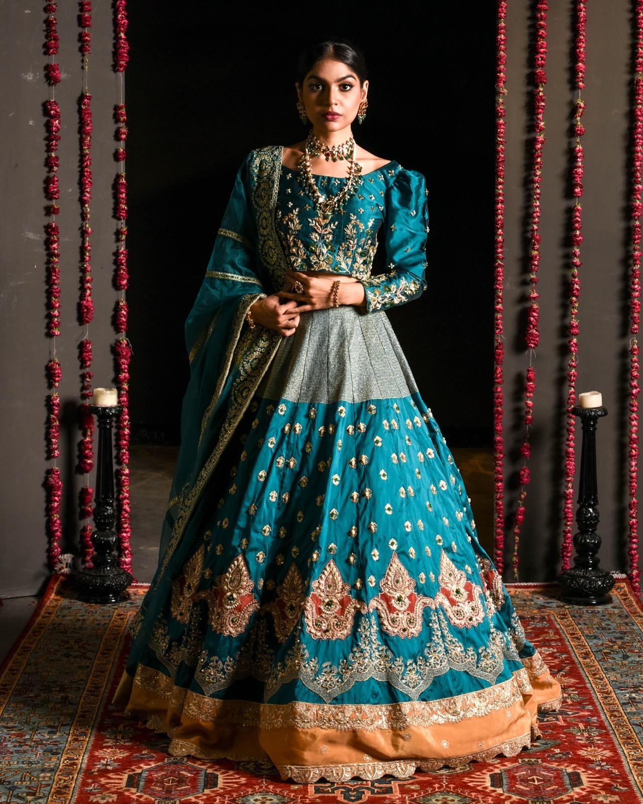 Gull Handcrafted Teal Embroidered Lehenga