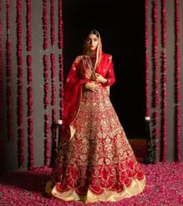 Suroor Handcrafted Red Zardozi Bridal Lehenga