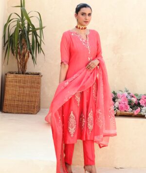 Coral Dress Summer Salsa of Kuts by Mahwish