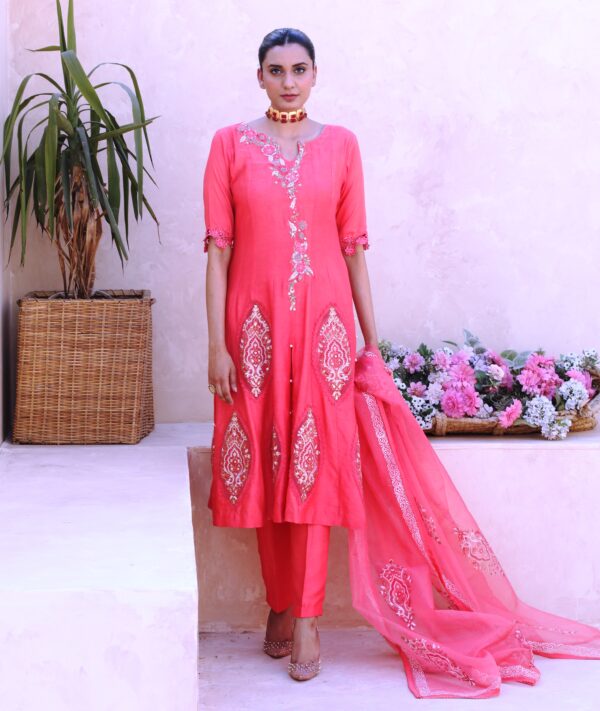 Coral Dress Summer Salsa of Kuts by Mahwish