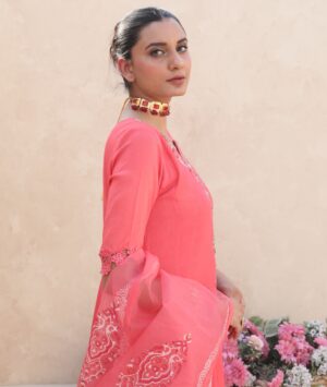 Coral Dress Summer Salsa of Kuts by Mahwish