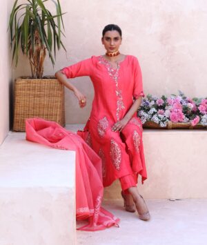 Coral Dress Summer Salsa of Kuts by Mahwish