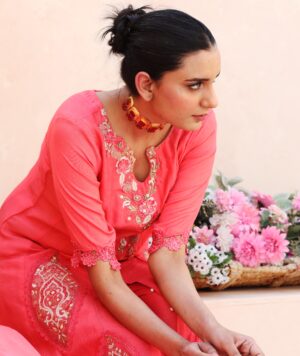 Coral Dress Summer Salsa of Kuts by Mahwish