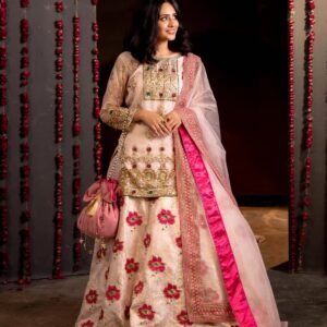 GULAAB: Pink Floral Embroidered Lehenga | Kuts By Mahwish