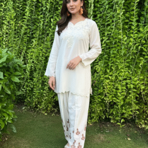 Thi Silk White Embroidered Kurta Set