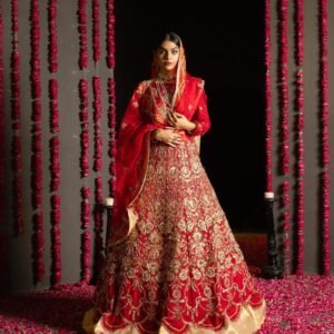 SUROOR: Handcrafted Red Zardozi Bridal Lehenga | Kuts By Mahwish